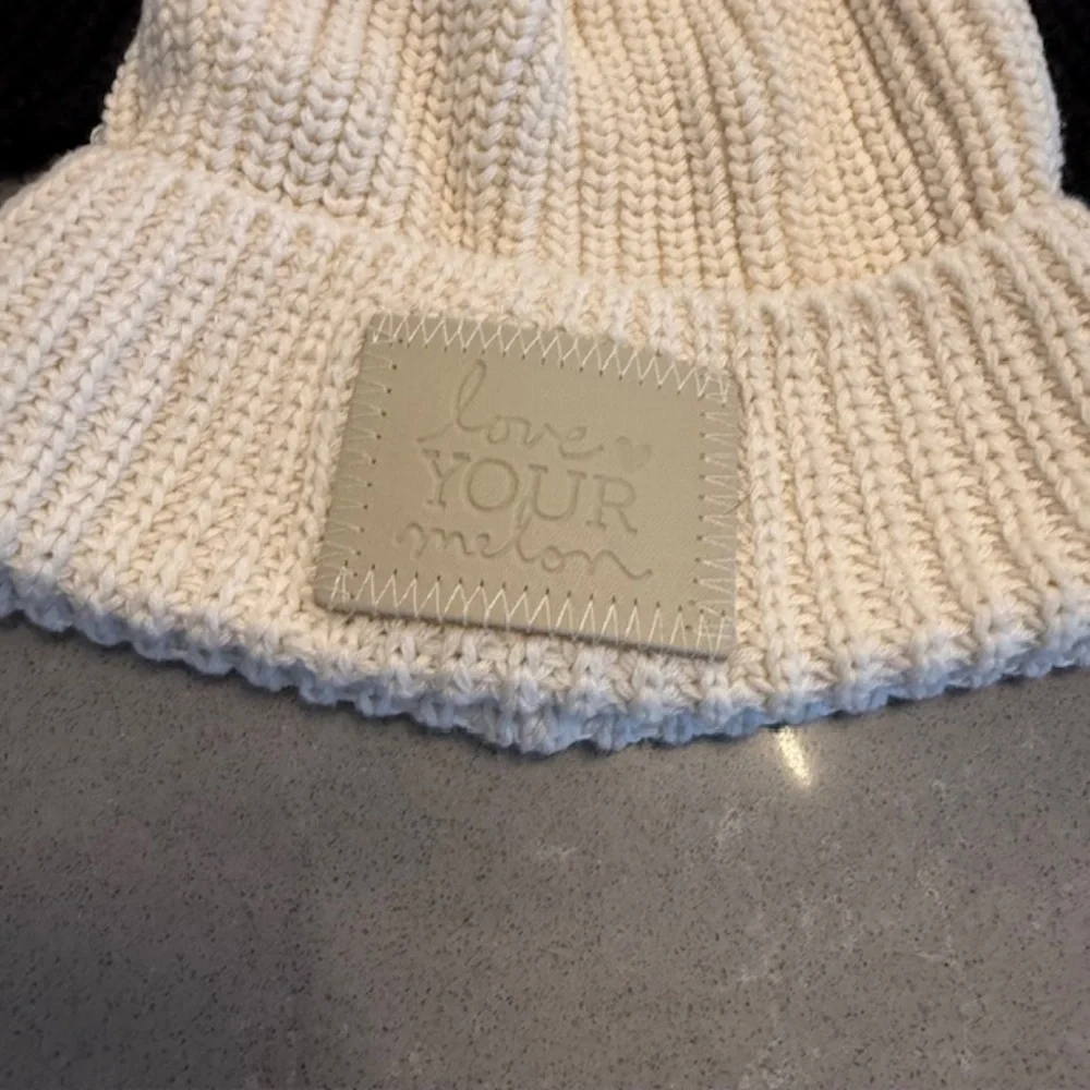 NWOT-Love Your Melon LYM Youth Beanie Cream Puppy Ear Knit Logo Cap Hat New